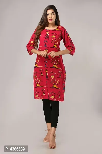 Beautiful Red Cotton Printed Kurti For Women