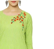 Gorgeous Green Rayon Striped Kurti And Lace Pant Set For Women-thumb2