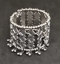 Oplera Spark:-Jewellery Silver Oxidised Mirror Cuff Bangle Bracelet for Women & Girls (Silver)-thumb2