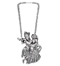OPLERA SPARK INDIA Oxidised Silver Radha Krishna Chain Pendant Necklace Set Combo for Girls  Women-thumb3