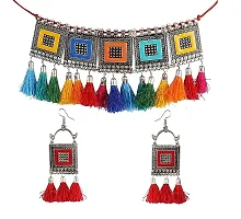 OPLERA SPARK INDIA - Oxidised Jewellery Afghani Style Multi Thread Choker Necklace Set for Women  Girls-thumb1