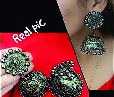 OPLERA SPARK INDIA Jewellery Oxidised Silver Latest Desigen Black Choker Necklace with jhumka Set for Women  Girls.-thumb1