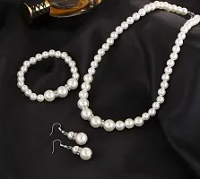 Oplera Spark - Pearl Necklace Set with Earrings & Bracelet Jewellery Set for Women and Girls-thumb2