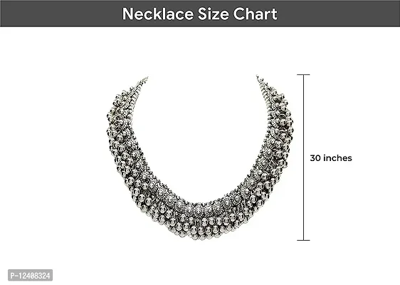 OPLERA SPARK - Oxidised Silver Afghani Style Tika Earring with Choker Necklace Set for Women  Girls-thumb5