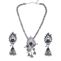 Oplera Spark - Lord Krishna Flute Designed Oxidised Necklace Set-thumb1