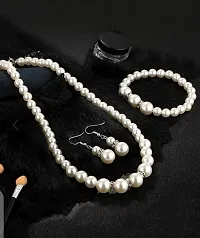 Oplera Spark - Pearl Necklace Set with Earrings & Bracelet Jewellery Set for Women and Girls-thumb3