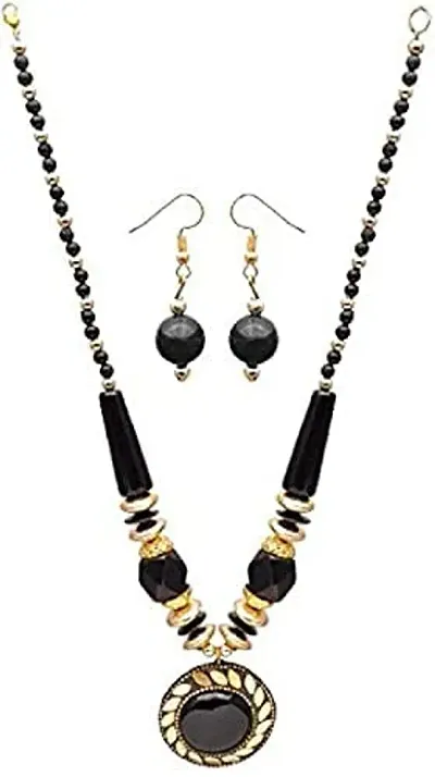 Oplera Spark India - Oplera Stone and Glass finish Beaded Premium Necklace with Earrings Set - (Antique Jewellery) for Women and Girl.