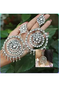 OPLERA SPARK :- Traditional Base Metal and Kundan look Earrings for Women  Girls, Silver-thumb2