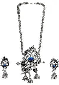 OPLERA SPARK - Lord Krishna Flute Designed  Ghungroo Oxidised Necklace Combo Set-thumb1