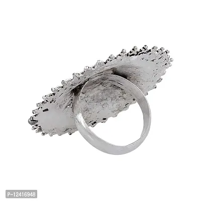 OPLERA SPARK INDIA Traditional Antique Boho Vintage Oxidised Silver Statement Adjustable Ring for Girls Women-thumb4