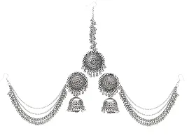 OPLERA SPARK - Oxidised Silver Afghani Style Tika Earring with Choker Necklace Set for Women  Girls-thumb3