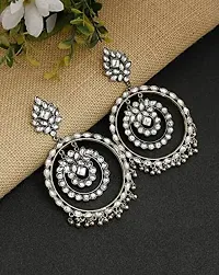 OPLERA SPARK INDIA - Oxidised Silver Mirror Choker Necklace with kundan finish Earrings Set for Girls & Women-thumb2