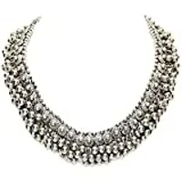 OPLERA SPARK Oxidised Silver Afghani Style Tika Earring with Choker Necklace Set for Women  Girls-thumb2