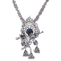 Oplera Spark - Lord Krishna Flute Designed Oxidised Necklace Set-thumb2