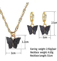 OPlera Spark 24k gold plated Butterfly Hoop Earring Pendant Necklace Acrylic Animal Butterfly Necklace Huggie Drop Earrings Set, Simple Charm Color Suit for Women Teens Girls-thumb2