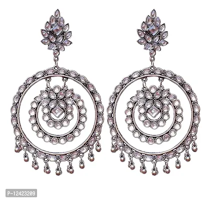 OPLERA SPARK :- Traditional Base Metal and Kundan look Earrings for Women  Girls, Silver