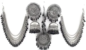 Oplera Spark Oxidised Black Meena Jewellery Set Traditional Choker Necklace-thumb3