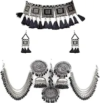 Oplera Spark Oxidised Black Meena Jewellery Set Traditional Choker Necklace-thumb4