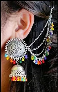 OPLERA SPARK Oxidised Red  Multi Color Chandbali Bahubali Style Tika with Earrings Combo Set for Women  Girls-thumb4