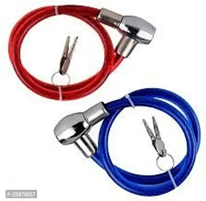 S Cart Heavy Duty Multipurpose Cable Lock for Bike, Luggage, Helmet, Steel Keylock, Anti-Theft Lock with 2 Keys (Multicolor) Pack of 2