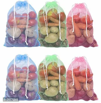 S Cart Fridge Storage Polyester Bags Reusable and  Eco Friendly Produce Vegetable Storage bags (Set of 20) - Multicolor-thumb0