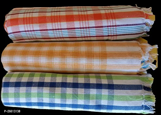 Scart Handloom 100% Pure Cotton Bath Checks Towels Combo, Pack of 3, Towel Size 53 inch/25 inch, 63 cm/ 135 cm-thumb0