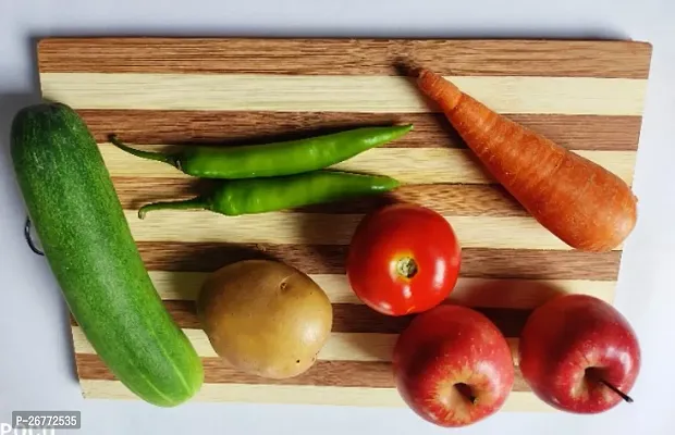 S Cart Wood Cutting Board Large with Hanging Ring for Chopping Fruits , Vegetables , Meat Bread Cheese Recctangle Design 34x24 cm