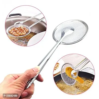 S Cart -Oil Frying Stainless Steel Mesh Kitchen Tool, 2-in-1 Fry Tool Filter Spoon Snack Strainer with Clip Pack of 1-thumb0