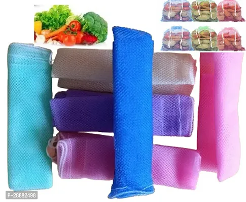 S Cart Mesh Bags Fridge/ Refrigerator Bags / Net Pouches for Storage of Fruits , Vegetables Set of 12 Multicolor