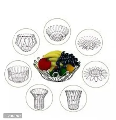 Stainless Steel Fruits  Vegetable Onion Basket 8 Shape Folding Fruit Organizer for Kitchen, Dining Table Pack of 1-thumb0