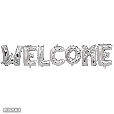 Decoration Welcome Foil Balloons Banner 16 Inch Alphabet Silver-thumb0