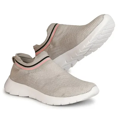 Grey Casual Comfortable Knitted Sports Slip on Sneaker Shoes for Women and Girls