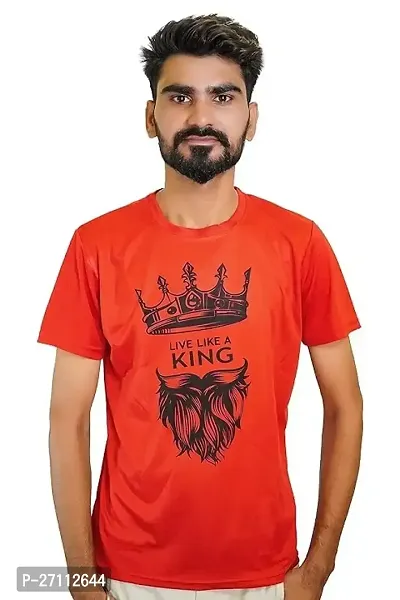 Stylish Red Polyester Printed Tees For Men-thumb0