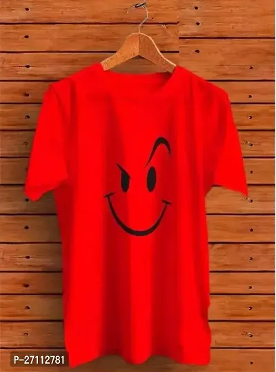 Stylish Red Polyester Printed Tees For Men