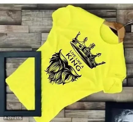 Stylish Yellow Polyester Printed Tees For Men