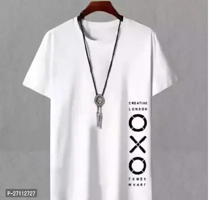 Stylish White Polyester Printed Tees For Men-thumb0