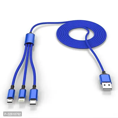 Universal 3-in-1 Charging Cable with USB, Lightning, and Type-C Connectors for Multi-Device Charging and Data Transfer-thumb0