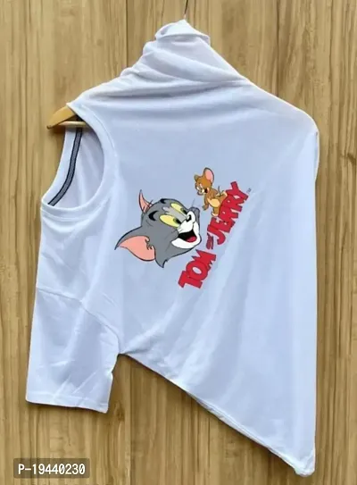 Tom and Jerry Printed Round Neck T-shirts for Men in Black and White