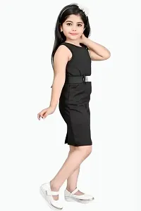 Girls Midi/Knee Length Casual Dress (Black, Sleeveless)-thumb1