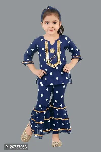 Girls Party(Festive) Top Pant  (Navy Blue)