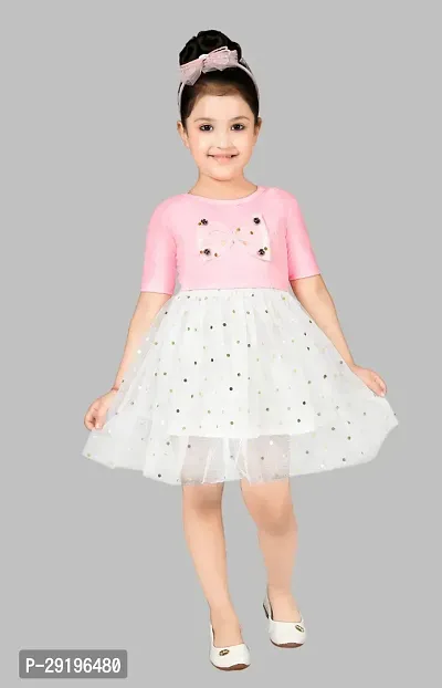 Baby Girls Midi/Knee Length Party Dress  (Pink, Half Sleeve)