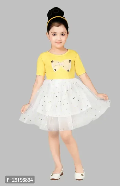 Baby Girls Midi/Knee Length Party Dress  (Yellow, Half Sleeve)-thumb0