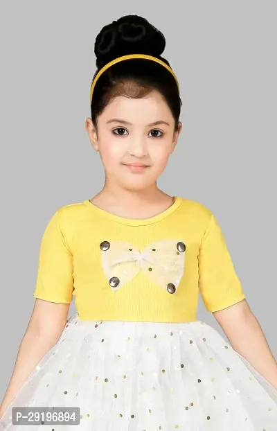 Baby Girls Midi/Knee Length Party Dress  (Yellow, Half Sleeve)-thumb2