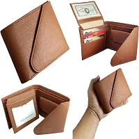 Men's Solid Tan Coloured Artificial Leather Wallets-thumb1
