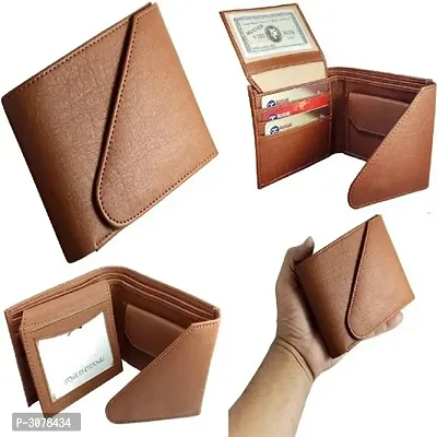 Men's Solid Tan Coloured Artificial Leather Wallets-thumb2