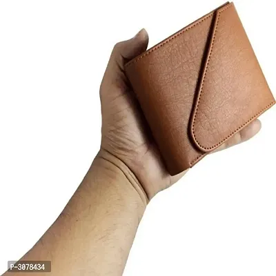 Men's Solid Tan Coloured Artificial Leather Wallets-thumb3