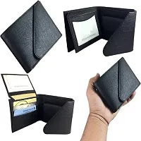 Men's Solid Black Coloured Artificial Leather Wallets-thumb2