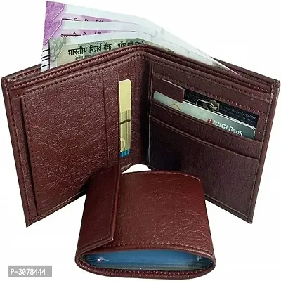 Men's Solid Brown Coloured Artificial Leather Wallets-thumb0