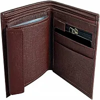 Men's Solid Brown Coloured Artificial Leather Wallets-thumb1