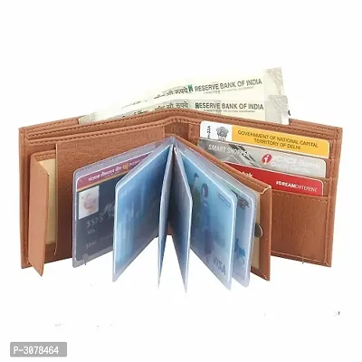 Men's Solid Tan Coloured Artificial Leather Wallets-thumb2